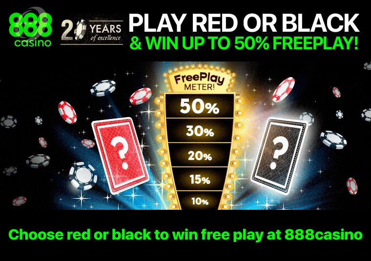 Choose red or black to win free play at 888casino