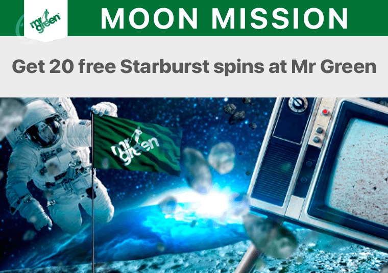 Get 20 free Starburst spins at Mr Green