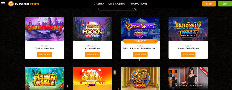 Casino.com is a gambling site with great roulette games.
