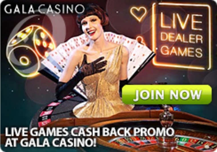 Live Games Cash Back Promo at Gala Casino