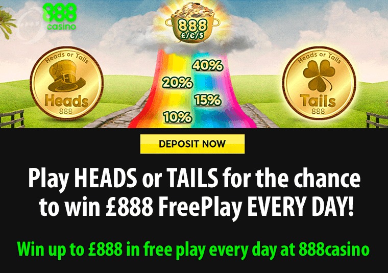 Win up to 888 in free play every day at 888casino