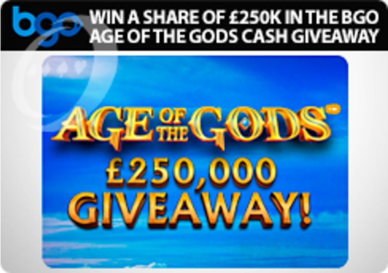 Win a share of 250k in the bgo Age of the Gods cash giveaway