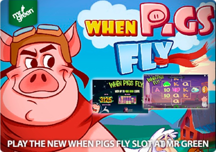 Play the new When Pigs Fly slot at Mr Green