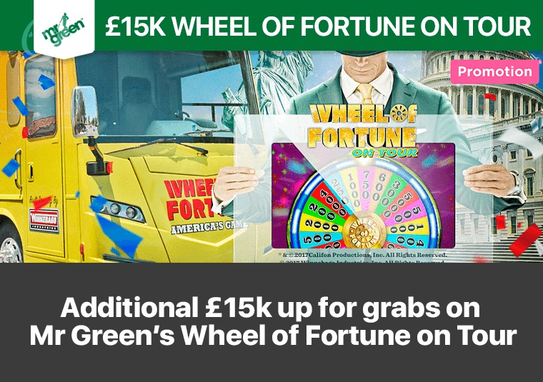Additional 15k up for grabs on Mr Greens Wheel of Fortune on Tour