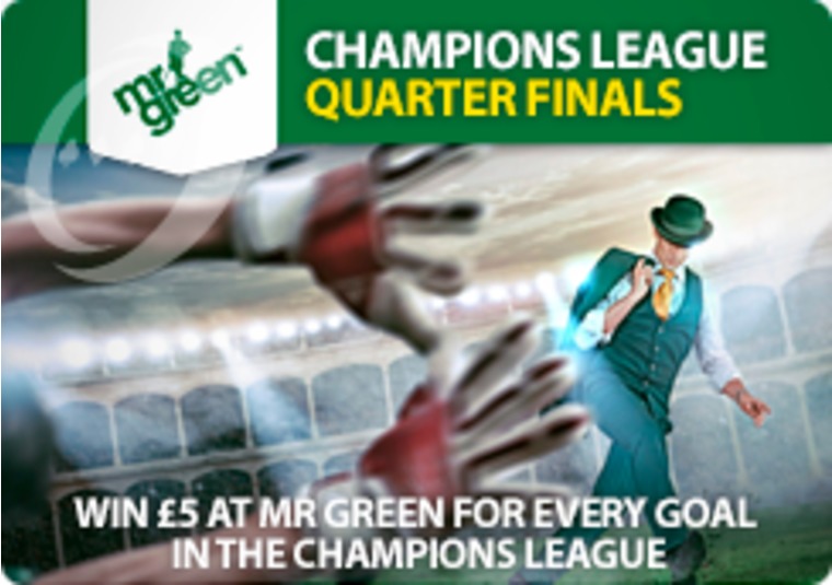 Win 5 at Mr Green for every goal in the Champions League