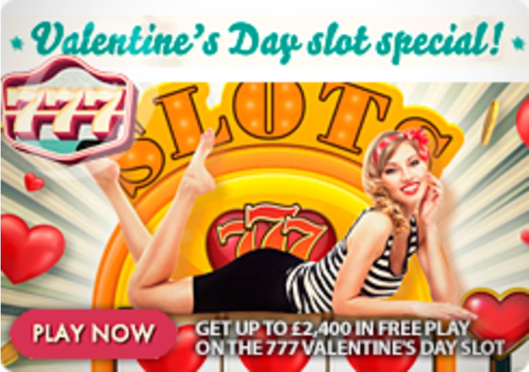 Get up to 2,400 in free play on the 777 Valentine's Day slot