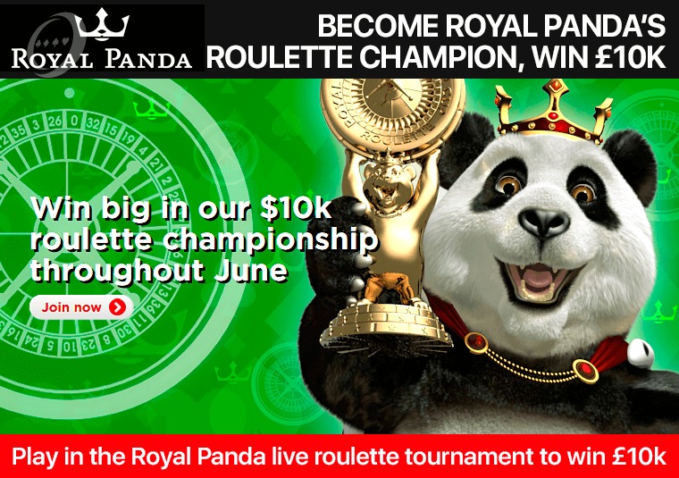 Play in the Royal Panda live roulette tournament to win 10k