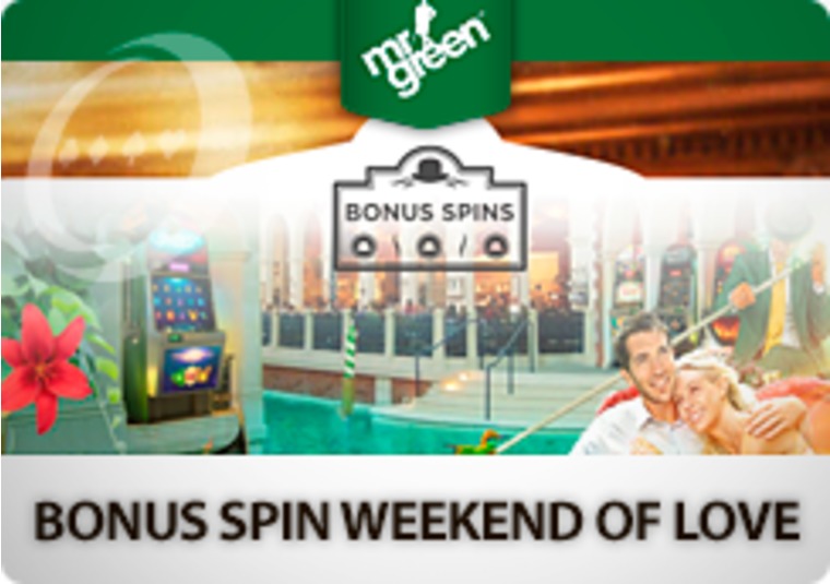 Get up to 100 bonus spins in Mr Green's weekend of love
