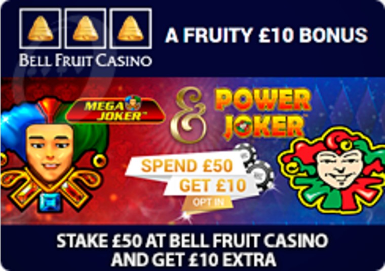 Stake 50 at Bell Fruit Casino and get 10 extra
