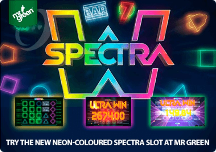 Try the new neon-coloured Spectra slot at Mr Green