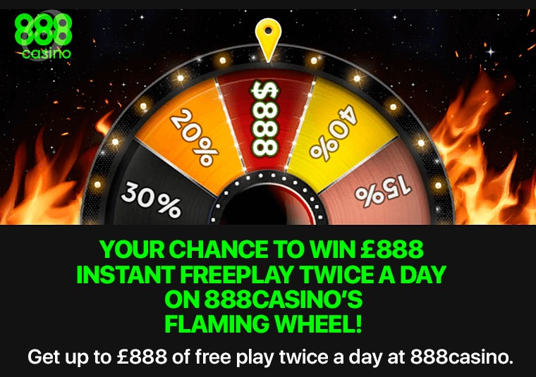 Get up to 888 of free play twice a day at 888 casino