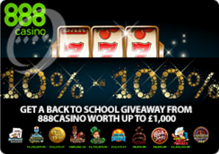 Get a back to school giveaway from 888casino worth up to £1,000