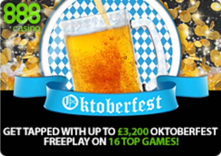 Get up to 3,200 in free play in 888casino's Oktoberfest extravaganza