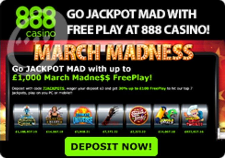 Go Jackpot Mad with Free Play at 888 Casino