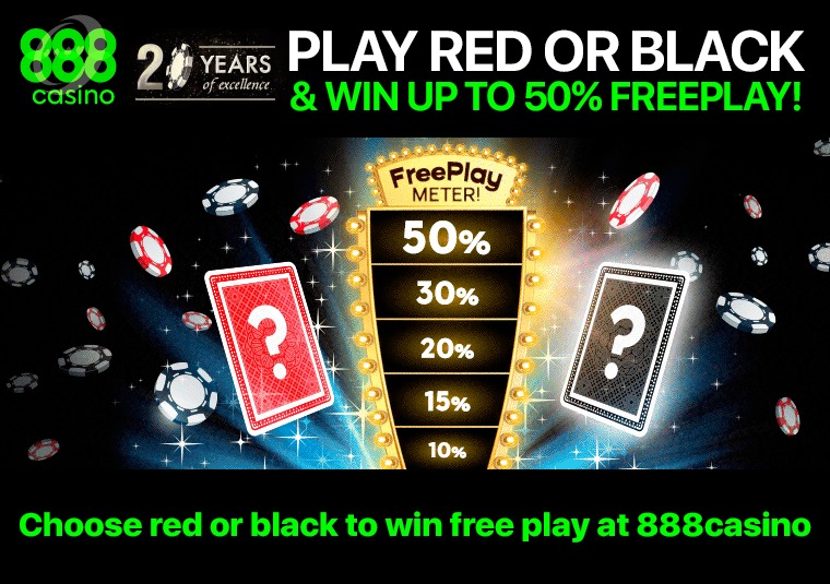 Choose red or black to win free play at 888casino