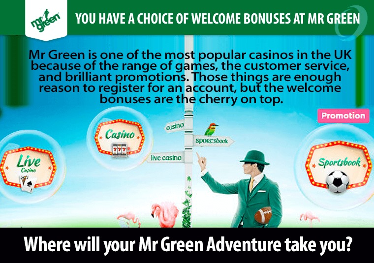 You have a choice of welcome bonuses at Mr Green