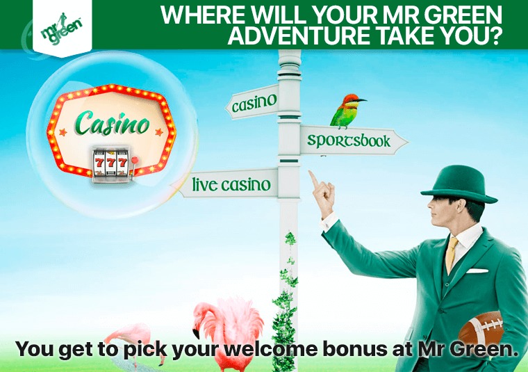 You get to pick your welcome bonus at Mr Green