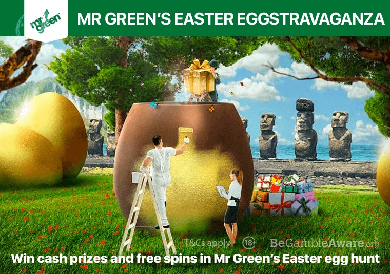 Win cash prizes and free spins in Mr Green's Easter egg hunt