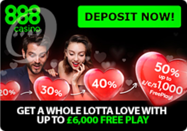 Love is in the air at 888casino, so theyre giving up to 6k in free play