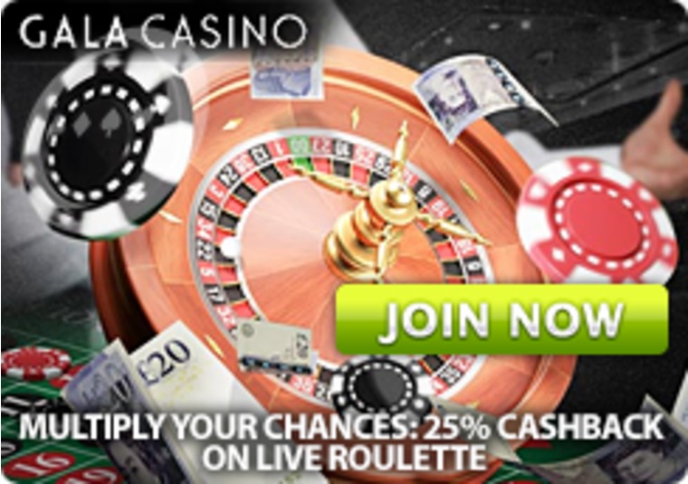 Improve your Live Roulette odds at Gala Casino with 25% cashback