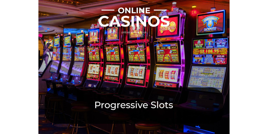 A row of progressive jackpot slot machines