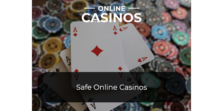 Four ace playing cards with betting chips behind them is the sort of thing you might see at safe online casinos.