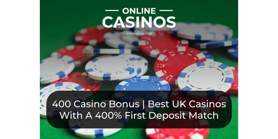  Lots of multicoloured poker chips are one of the things you can get if you sign up for a 400 casino bonus 