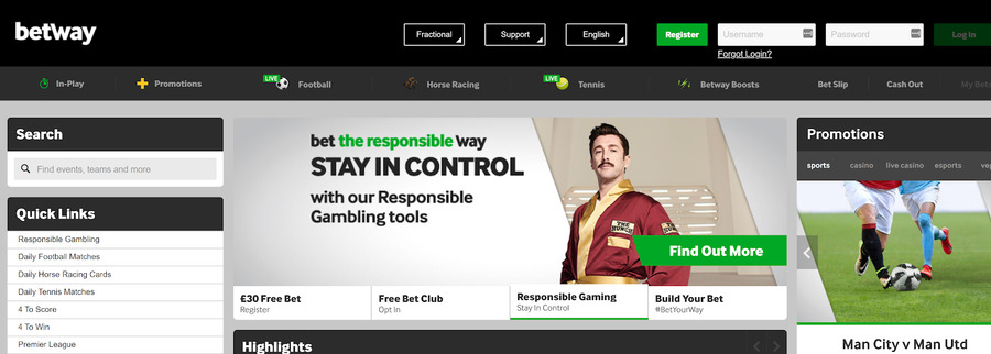 Betway is one of the top gambling sites for sports betting.