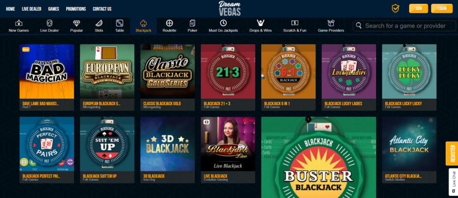 Dream Vegas website screenshot