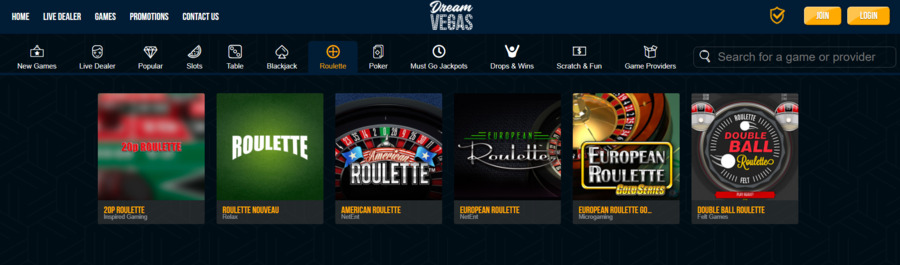 Dream Vegas website screenshot