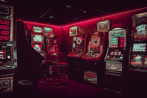 room of slot machines and games